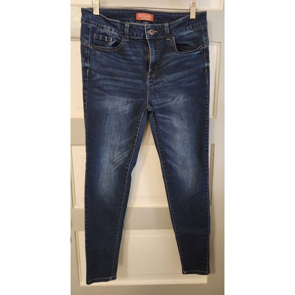 Wax Jean Butt, I Love You! Distressed Dark Blue Jeans Button Zip Size 13 (30x28) - Picture 2 of 7